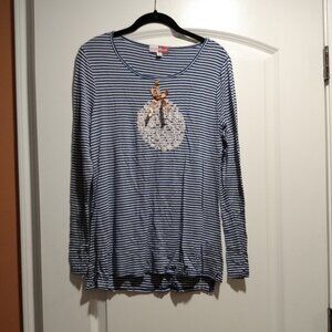 Blue and White Striped Tunic with Glitter Snowflake Ornament